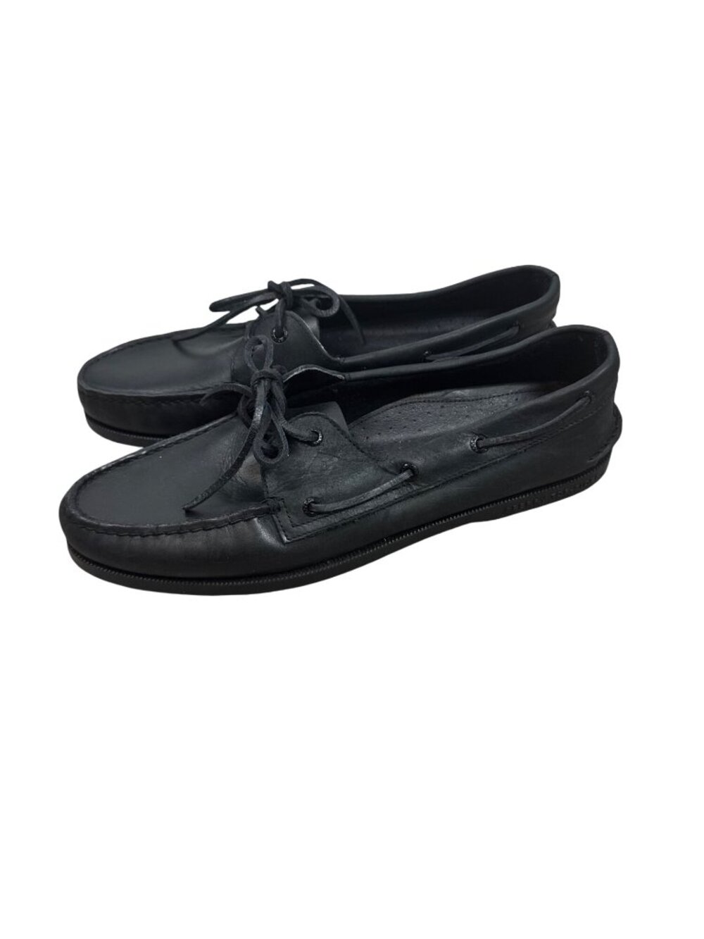 Sperry Mens Black Leather Boat Shoes Size 13 Non-Marking Sole Classic Style